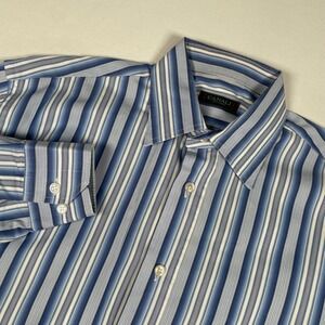 Canali Sportswear Striped Button Down Long Sleeve Dress Shirt Blue White‎ M